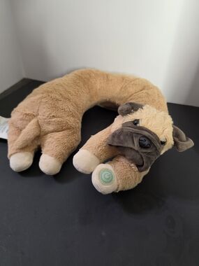 Plush Dog Neck Massage Pillow - Tan Plush Travel Support